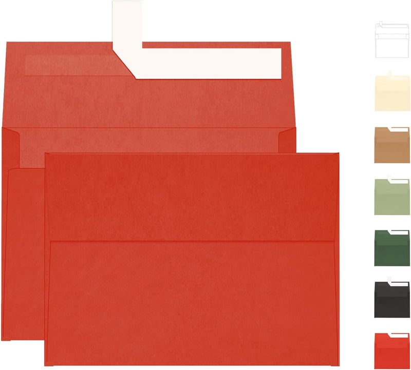 Goefun Red 5x7 Envelopes 100 Pack, A7 Self Seal Printable Invitation Envelopes for 5x7 Cards, Christmas, Birthday, Engagement, Anniversaries, 5.25 x 7.25 in, 120 GSM - Image 1